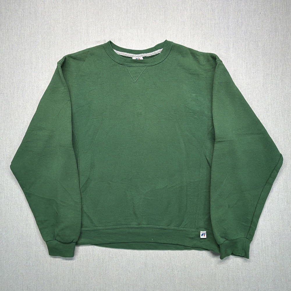 Vtg Russell Athletic Sweatshirt Blank Crewneck Mens Sz M Green Y2K Honduras
